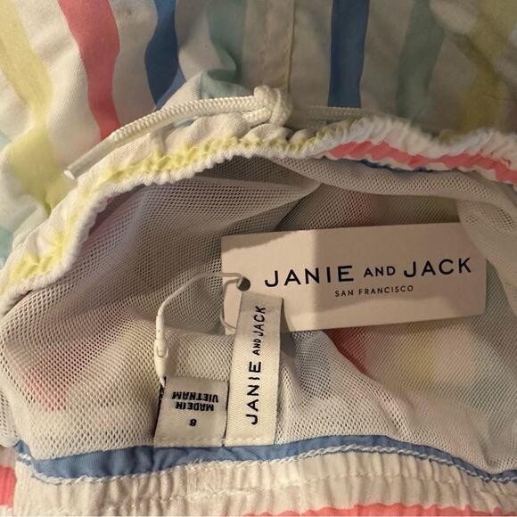 Janie & Jack Set of Two Boys Swim Trunks Stripes Bright Pastel Seersucker 8 - 10 - Picture 12 of 12